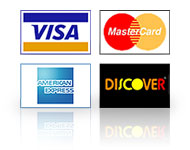 We accept VISA, MasterCard, AMerican Express & DISCOVER cards